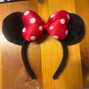 Disney Parks Minnie Mouse Ears Black Red EUC